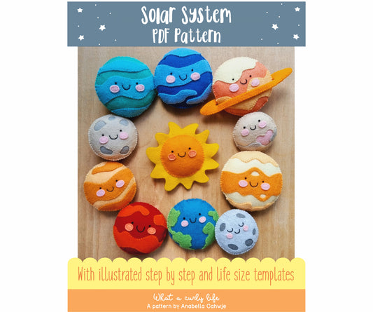 SOLAR SYSTEM Illustrated Tutorial and PDF Pattern + Commercial License