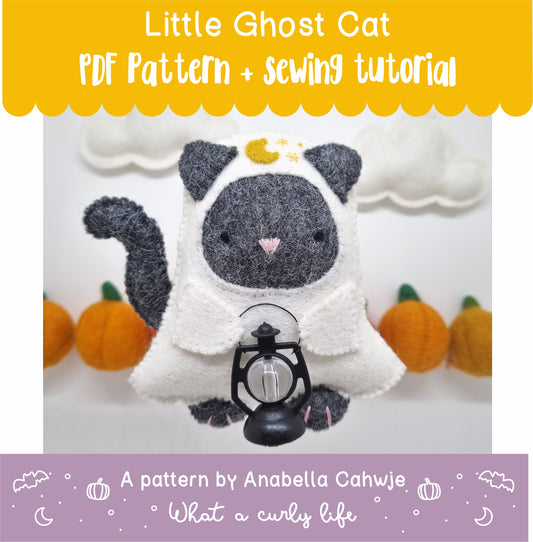 Ghost Cat . Cute Halloween project PDF Pattern + tutorial