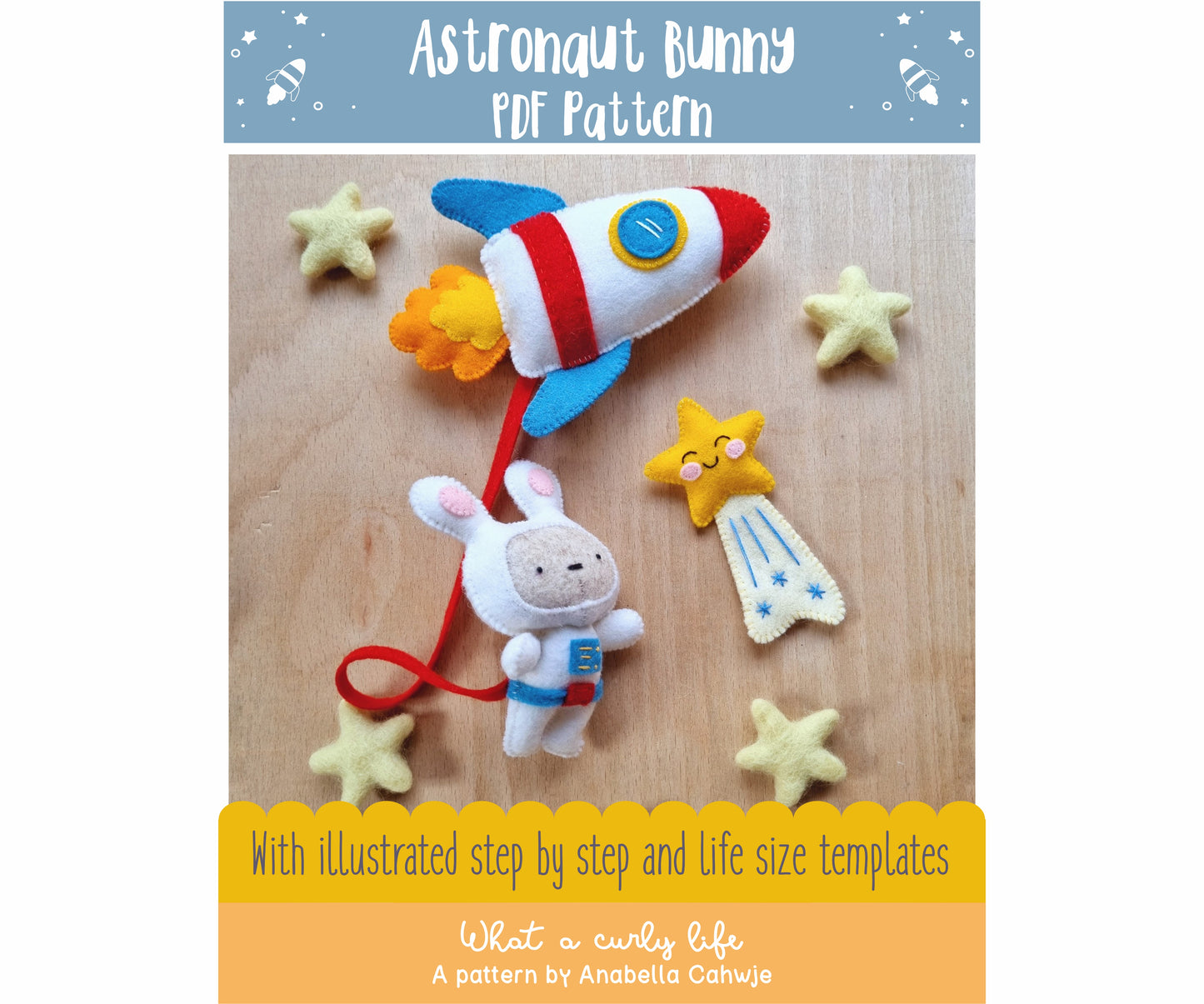 Bunny Astronaut Illustrated Tutorial and PDF Pattern