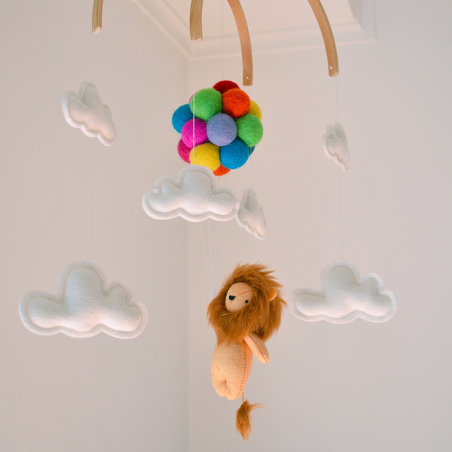 Lion with bright Rainbow Balloons