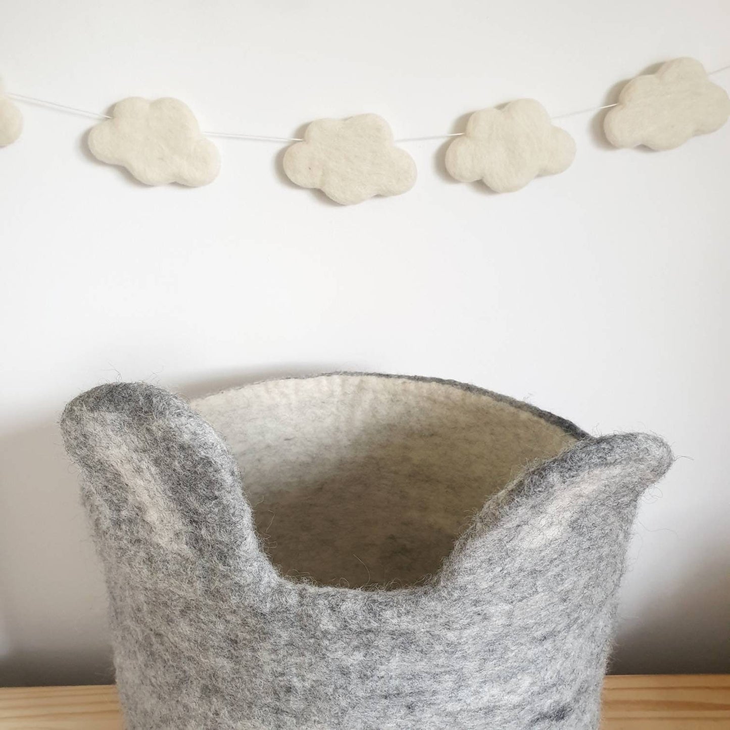 Handmade Bunny storage basket | 100% felted wool