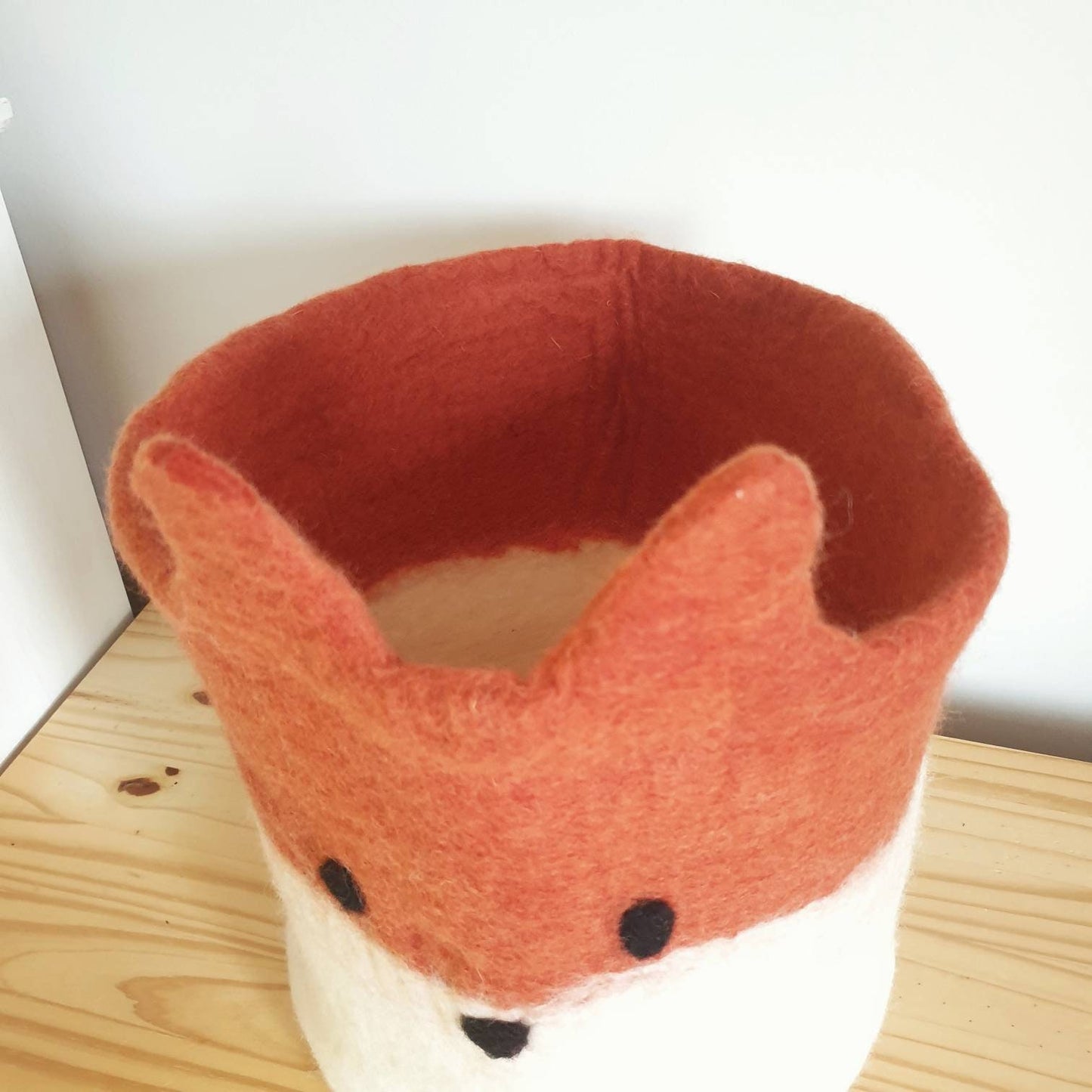 Handmade Fox storage basket | 100% felted wool